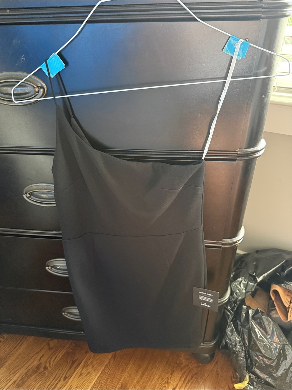 Lulu's Black Satin Slip Dress